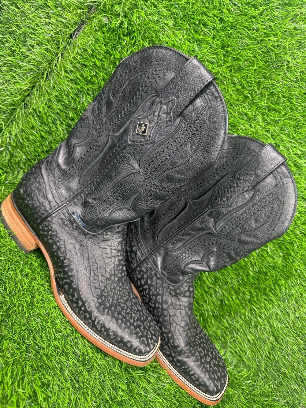 Rock'em Men Leather Cowboy Boots Western Square Toe Sz 10 Hecho En Mexico
